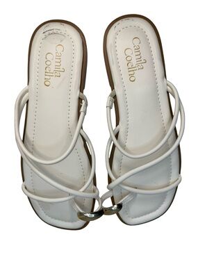 Camila Coehlo Venue Flat Sandals, White, Women's 8